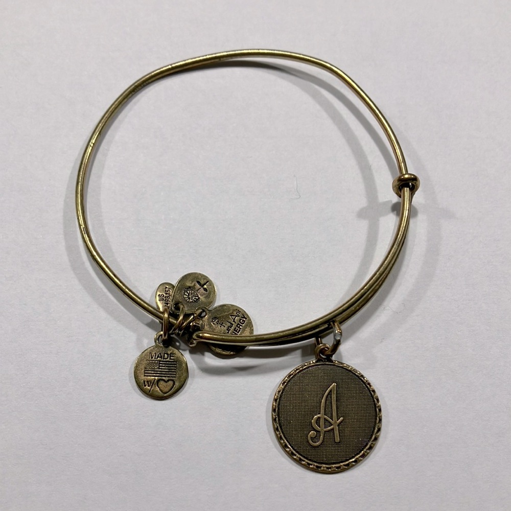Gold “A” Alex and Ani Bangle Charm Bracelet